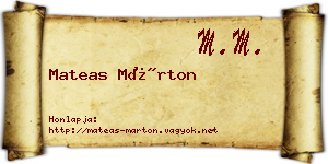 Mateas Márton névjegykártya